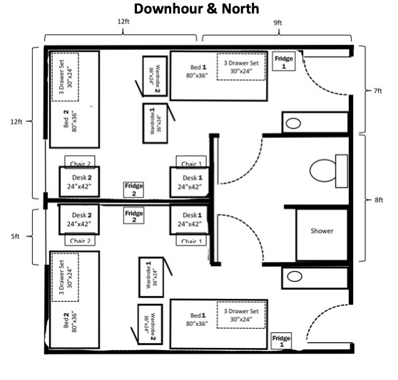 Downhour Hall and North Hall Furniture Floor Plans_AU21