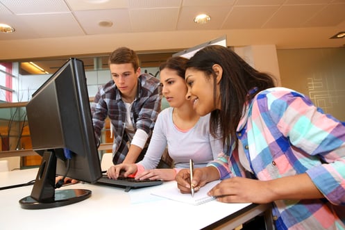 Group of students working in computer lab